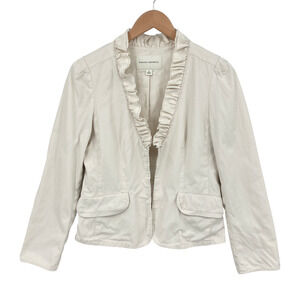 Banana Republic Jacket Women Small Beige Cotton Long Sleeve Detail Pocket Vented